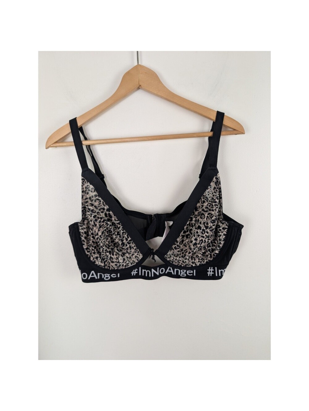 Cacique 42D I'm No Angel Leopard Print Bra Boost Plunge Unlined Underwire 42 D